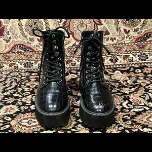 Faux Black Platform Boot